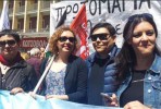 Margarita Mileva, Anne Sabourin, Yiannis Bournous e Marisa Matias no 1º de Maio em Atenas