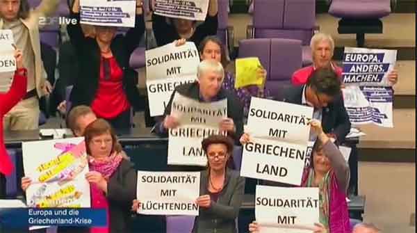 Protesto do Die Linke no Bundestag