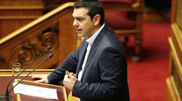 Alexis Tsipras no parlamento. Foto left.gr