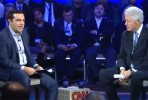 Tsipras e Clinton numa conferência em Nova Iorque