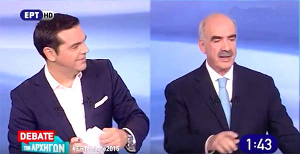 Tsipras e Meimarakis no frente a frente televisivo